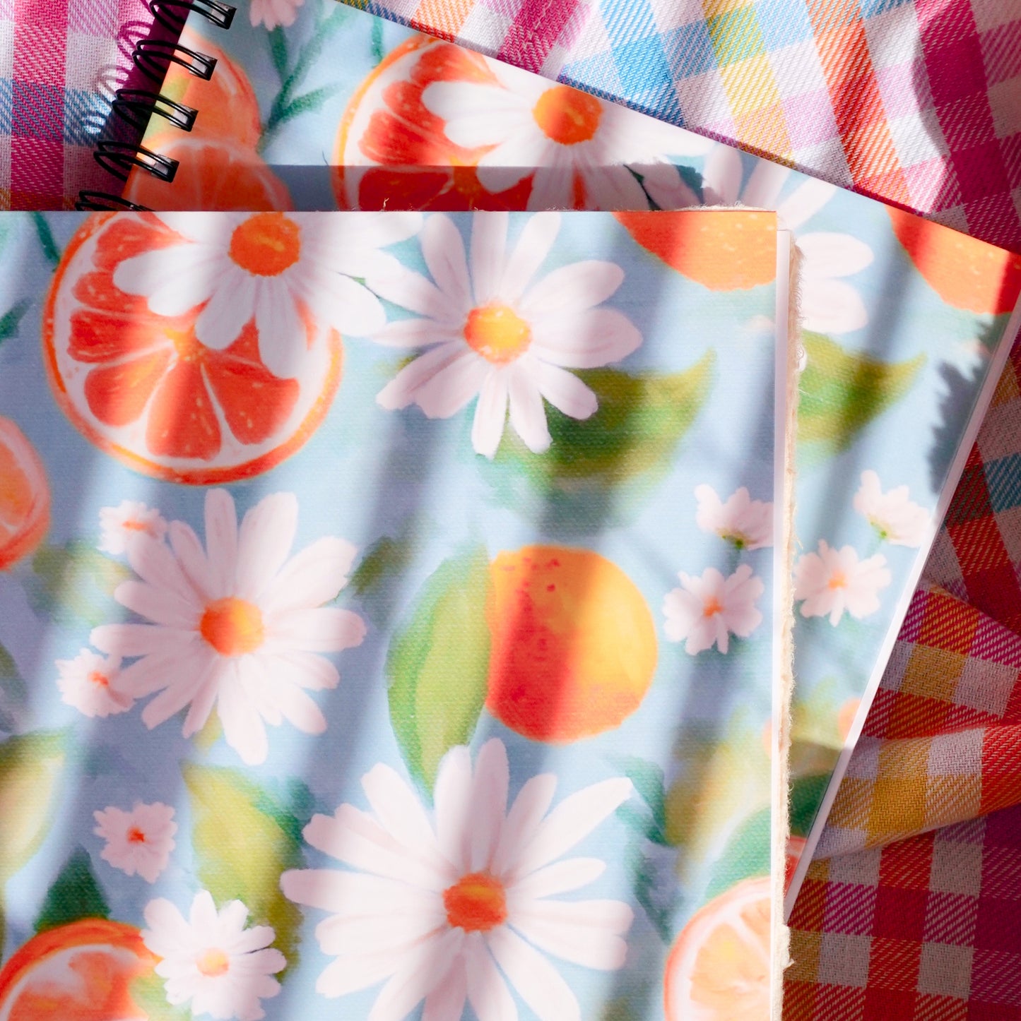 Orange + Daisies Spiral Notebook - Large