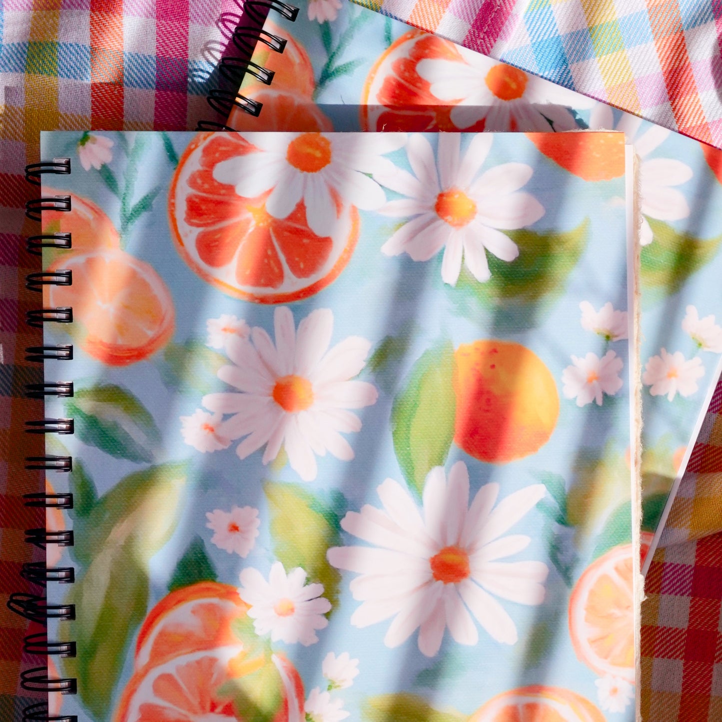 Orange + Daisies Spiral Notebook - Large