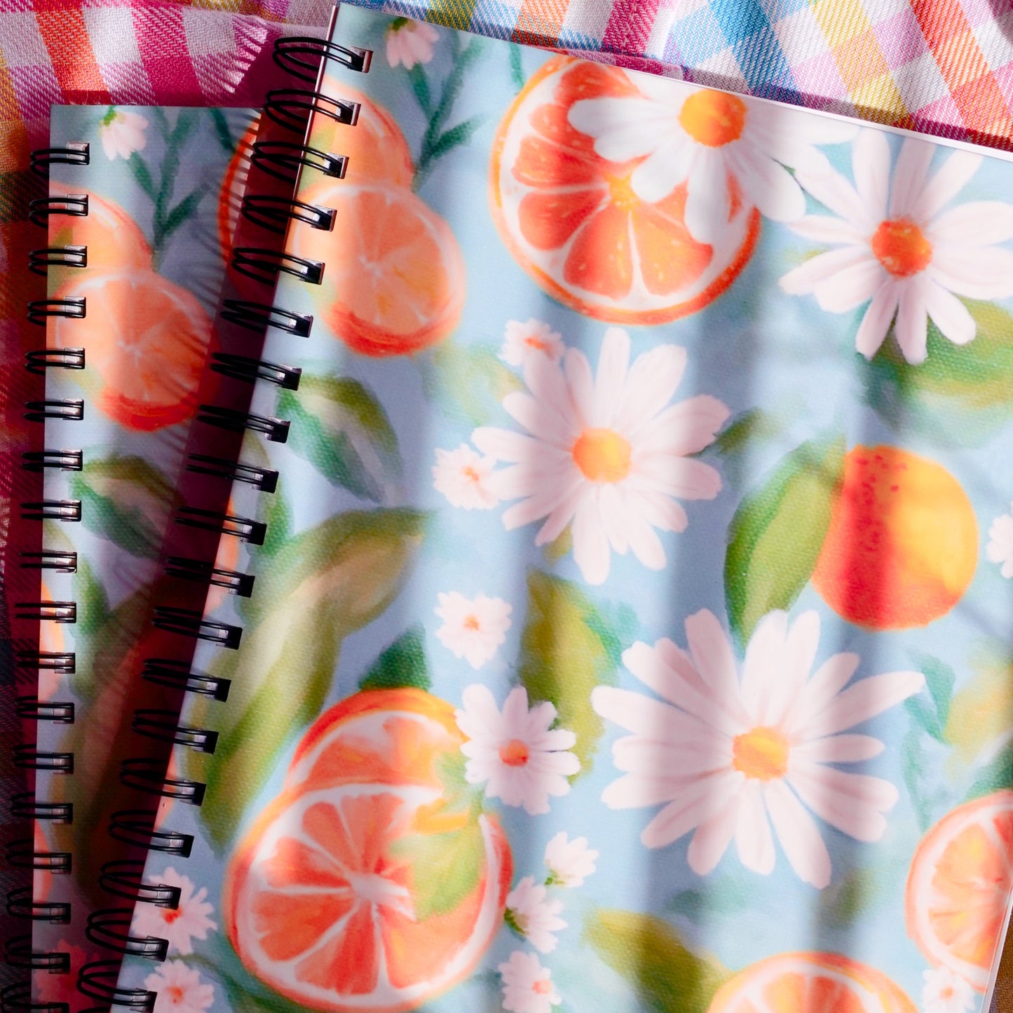 Orange + Daisies Spiral Notebook - Large