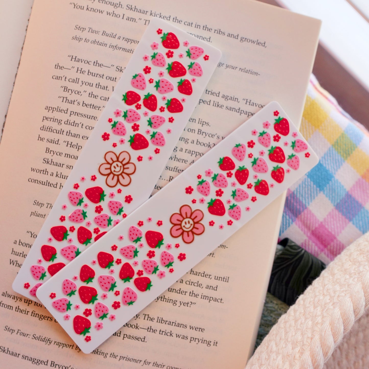 Strawberry and Daisies Acrylic Bookmark - 2 options