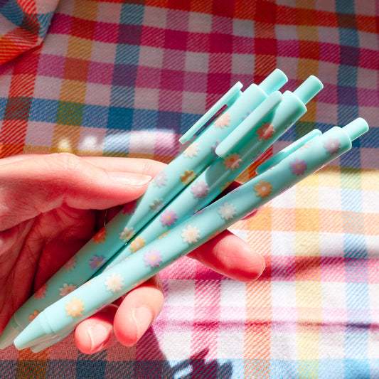 Blue Daisy Whimsical Pens