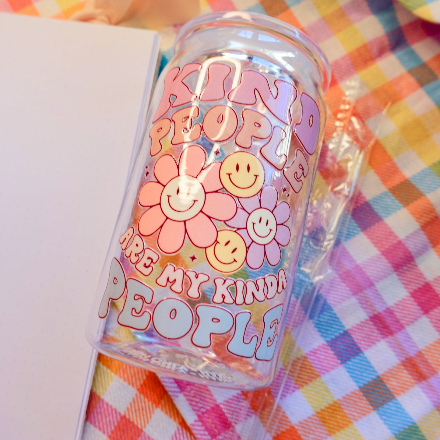 Kind People are my Kind of People - 16 oz Clear Cup w/Lid and Straw