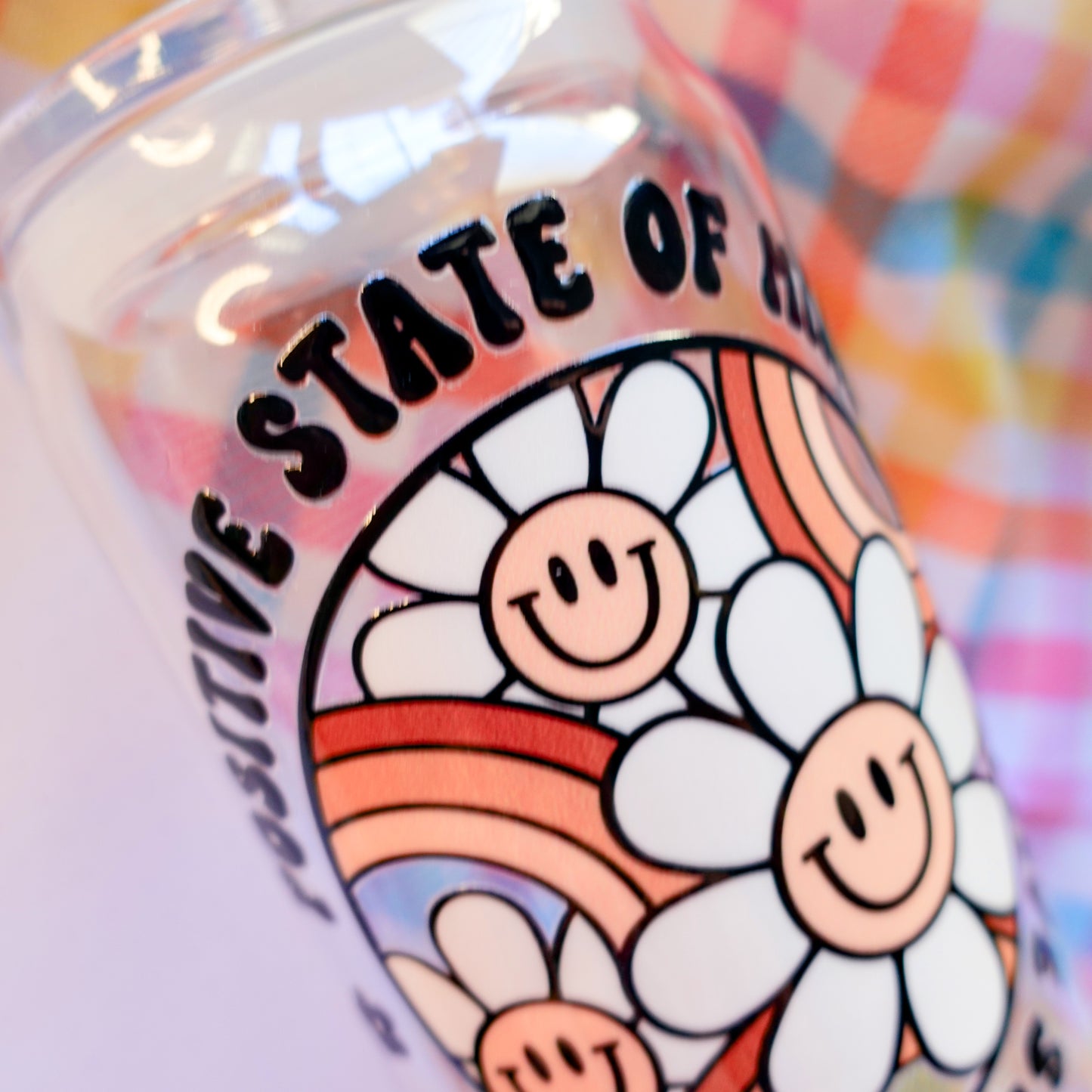 Positive State of Mind - 16 oz Clear Cup w/Lid and Straw