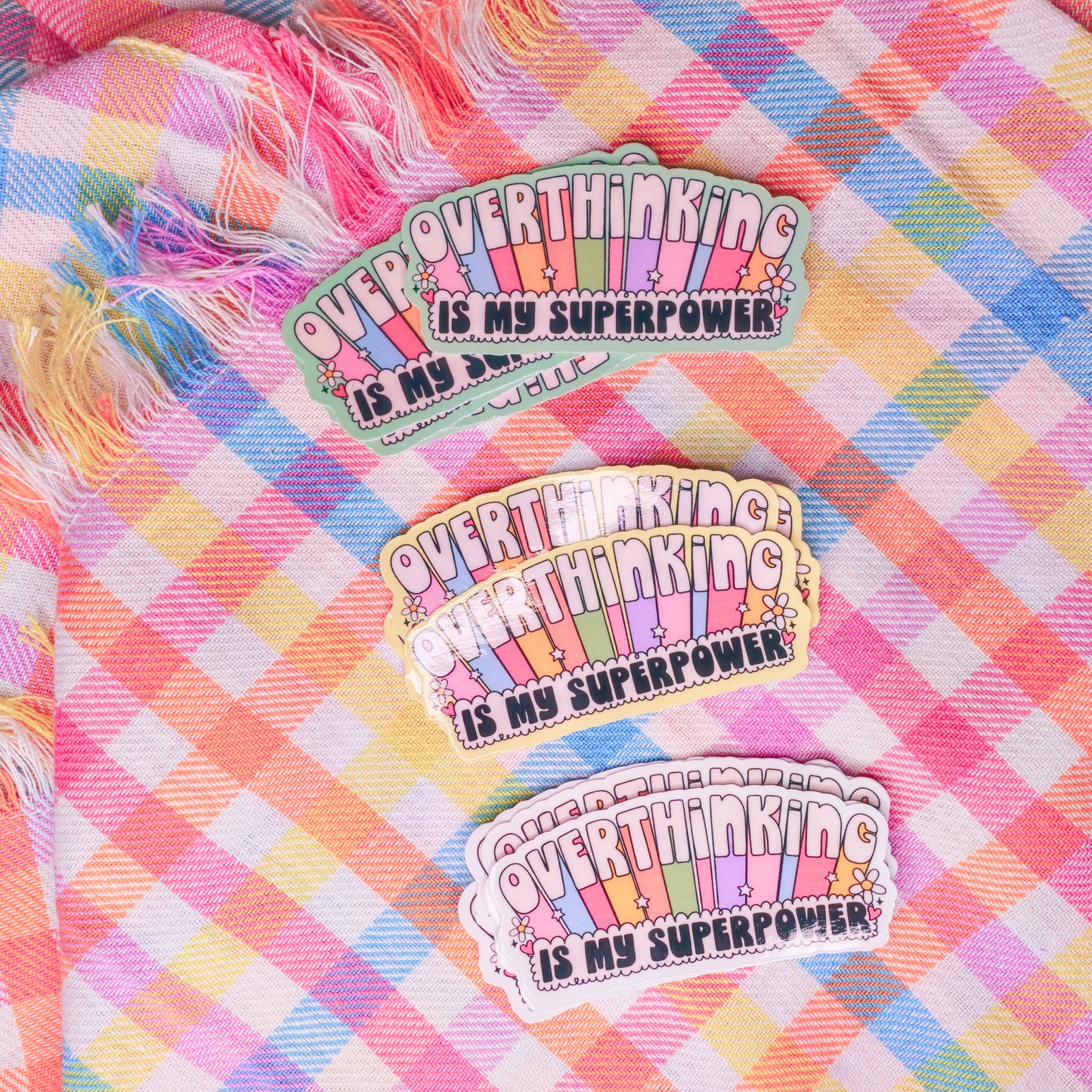 Overthinking Is My Superpower Stickers - 3" + color options