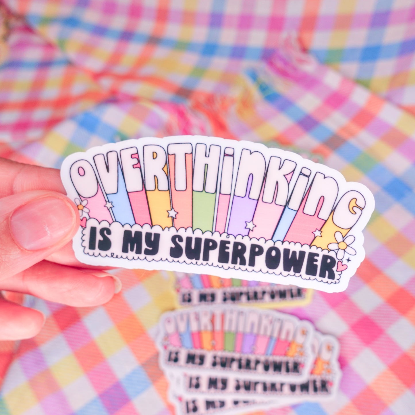 Overthinking Is My Superpower Stickers - 3" + color options