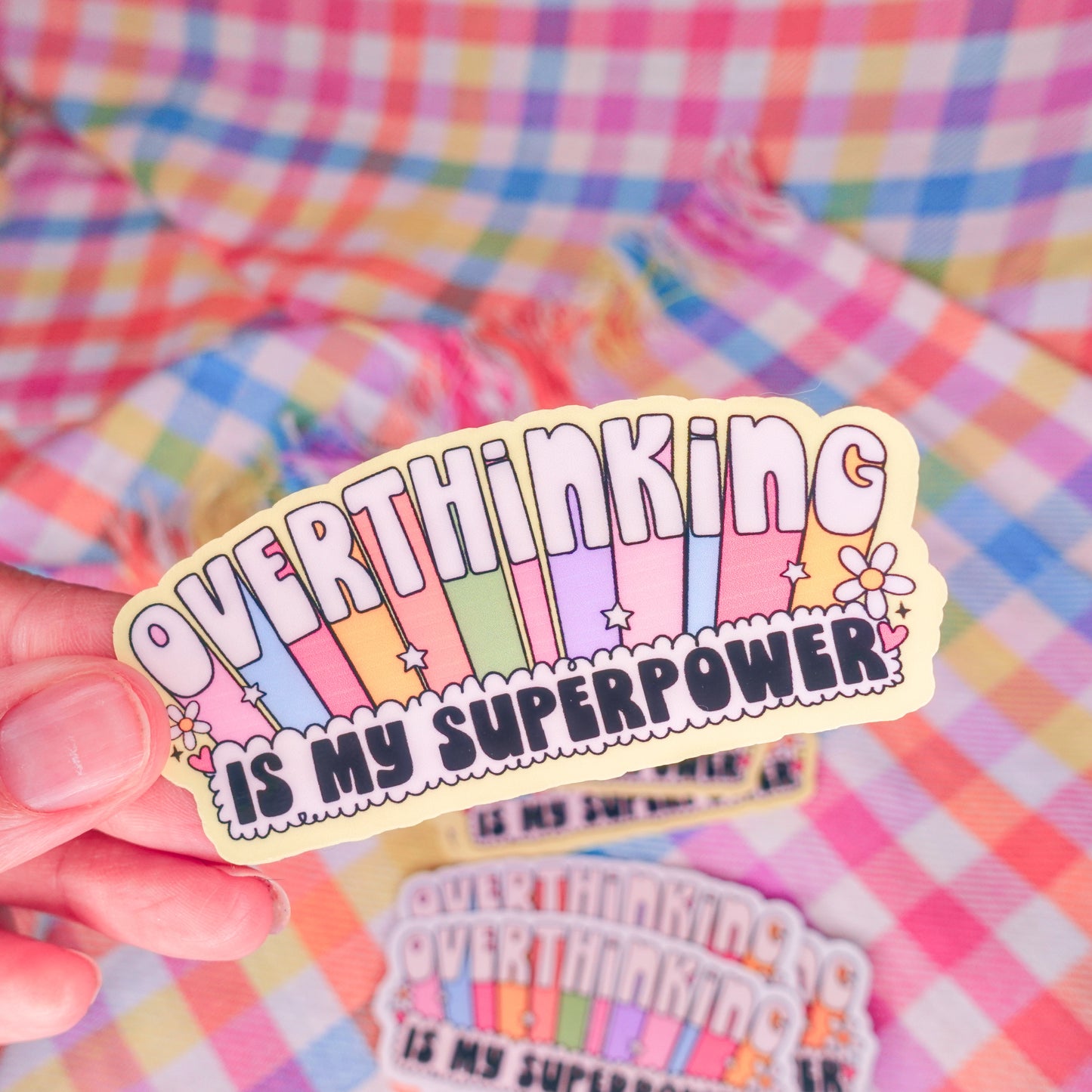 Overthinking Is My Superpower Stickers - 3" + color options