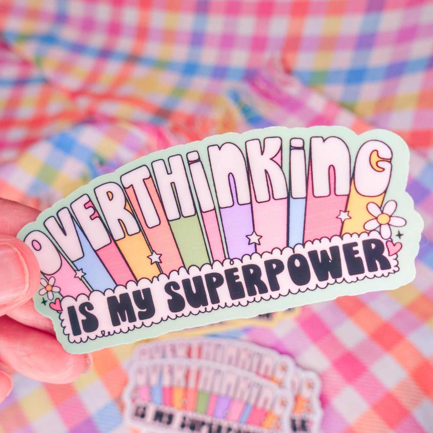 Overthinking Is My Superpower Stickers - 3" + color options