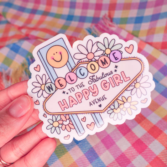 Happy Girl Ave  Stickers - 3" and Mini