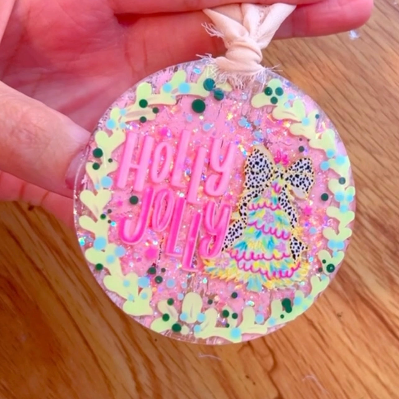 Holly Jolly Pink Diva Christmas Ornament