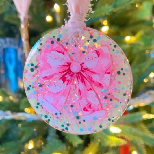 Pink Bow Christmas Ornament