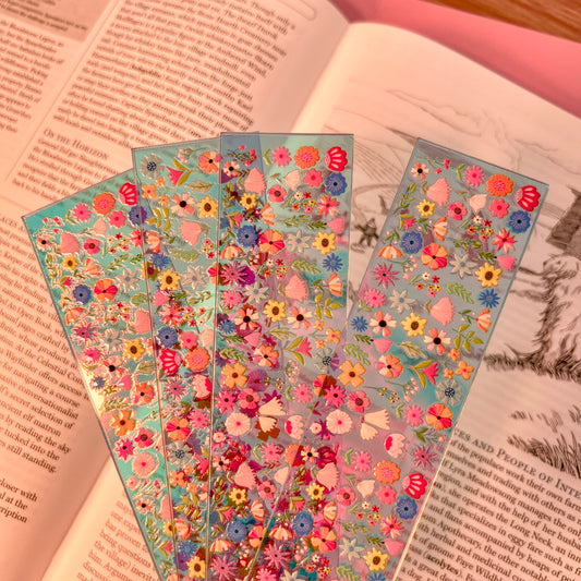 Vibrant Flower Garden Iridescent Acrylic Bookmark