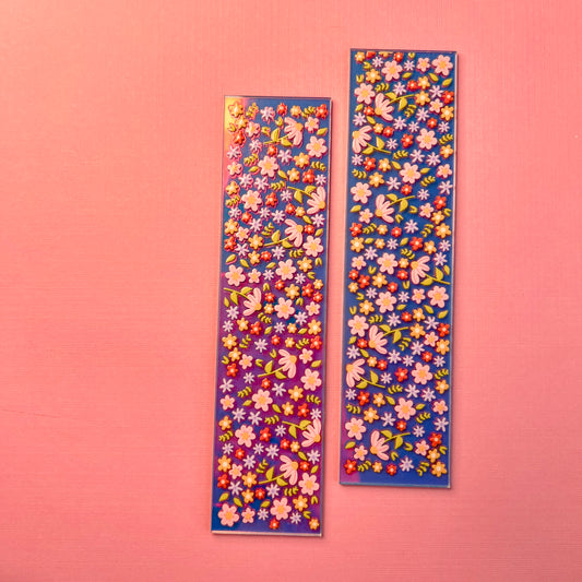 Spring Flowers Iridescent Acrylic Bookmark