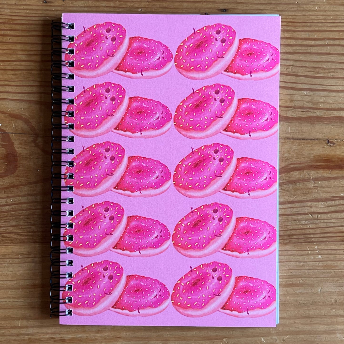 Donut Buddies on Pink Background - Spiral Notebook - Ruled Line