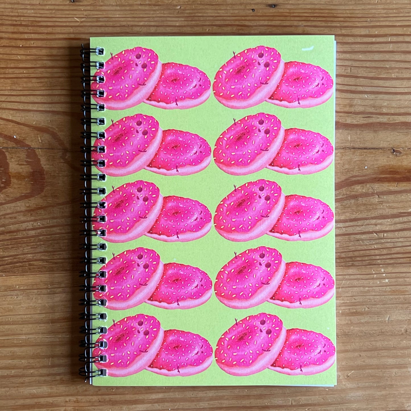 Donut Buddies on Green Background - Spiral Notebook - Ruled Line