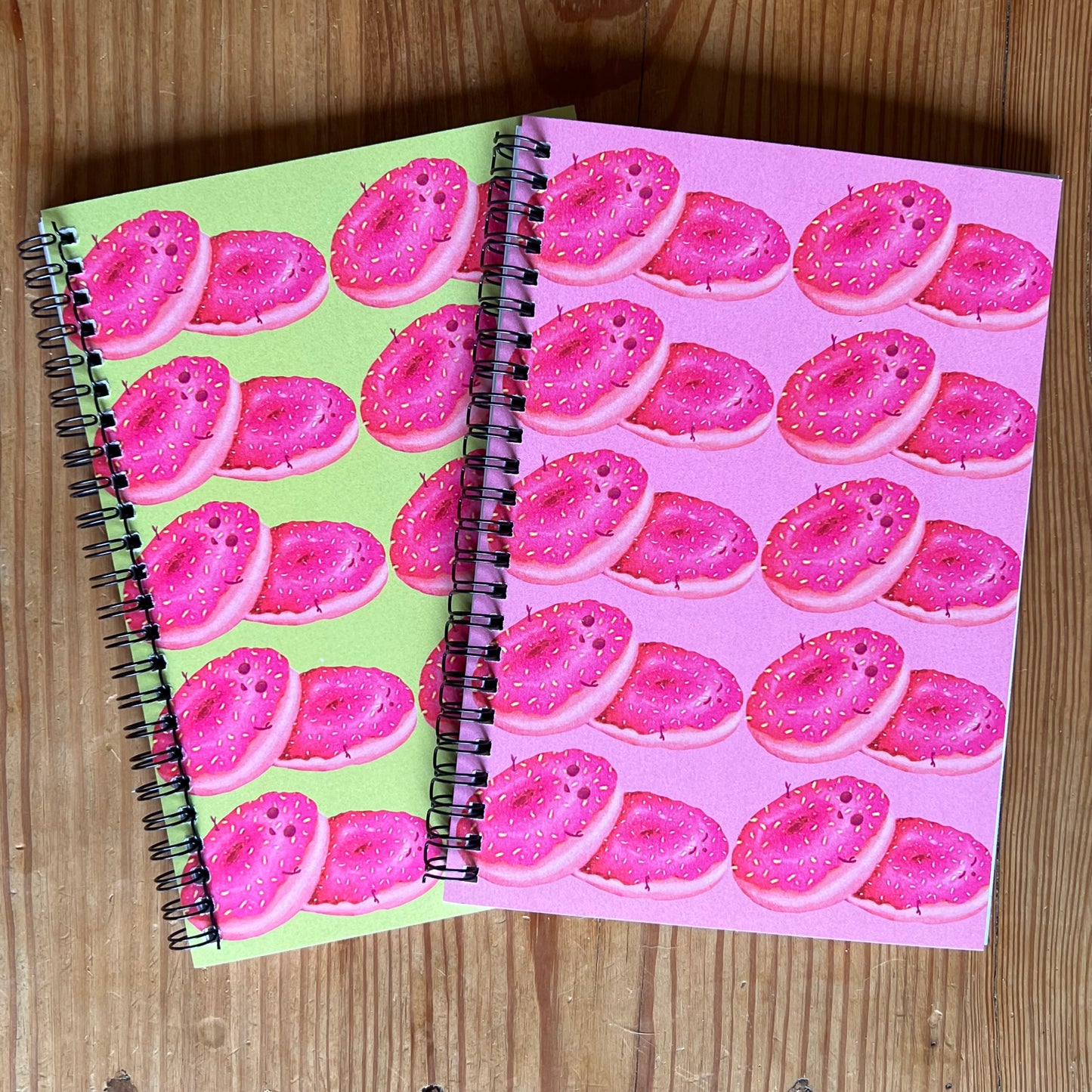 Donut Buddies on Pink Background - Spiral Notebook - Ruled Line