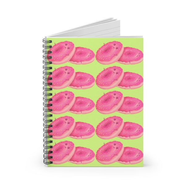 Donut Buddies on Green Background - Spiral Notebook - Ruled Line