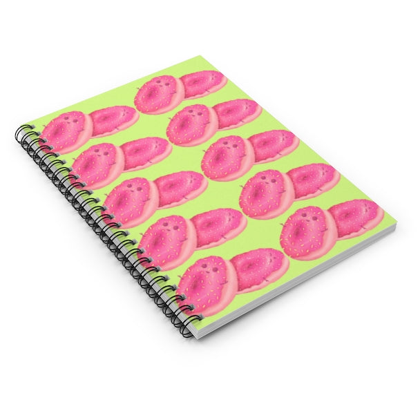 Donut Buddies on Green Background - Spiral Notebook - Ruled Line