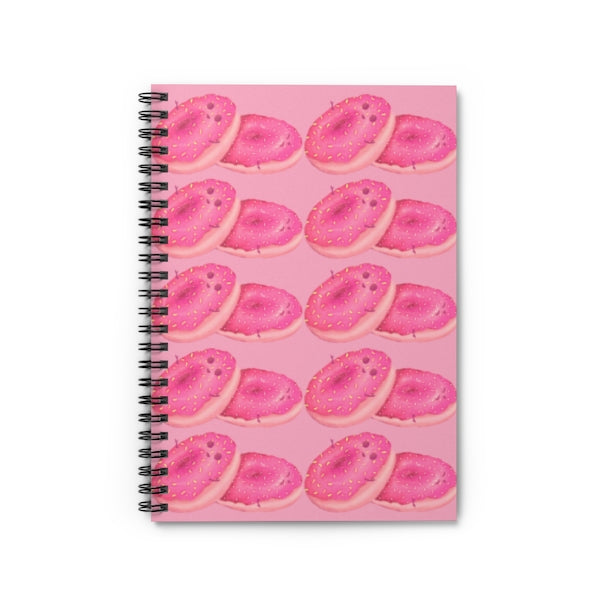 Donut Buddies on Pink Background - Spiral Notebook - Ruled Line