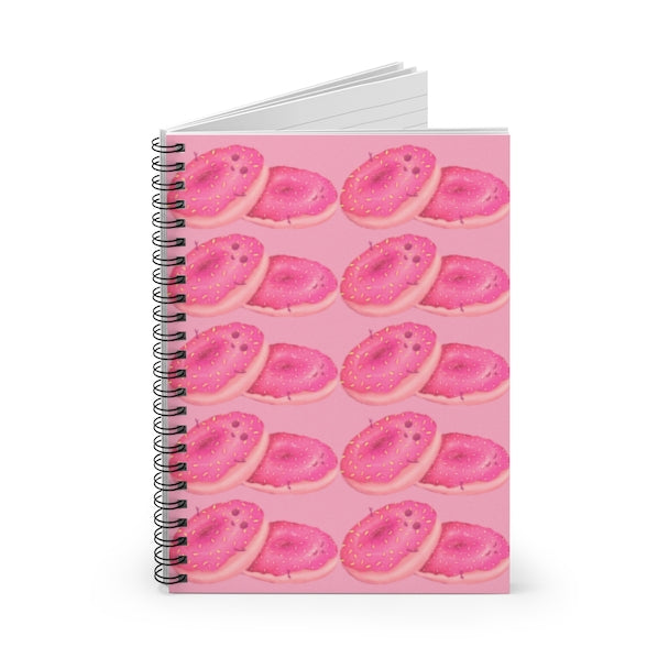 Donut Buddies on Pink Background - Spiral Notebook - Ruled Line