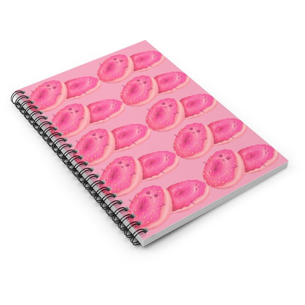 Donut Buddies on Pink Background - Spiral Notebook - Ruled Line